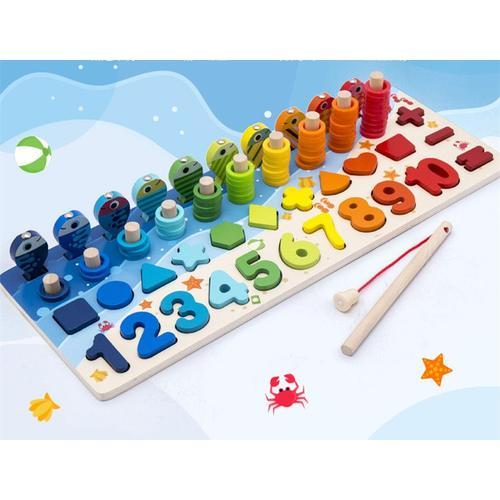 Jeux D'apprentissage,Montessori Jouets Pour Bébé Enfants Maths Jouets Éducatifs En Bois 5 En 1 Numéros De Compte Pour 2 3 4 5 Ans Enfants Cadeau