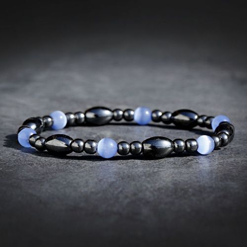 Bracelet Unisexe En Pierres Naturelles Magnétiques Multicolores, Perles En Hématite, Corde Élastique, Bijoux En Pierre D'énergie Pour Hommes