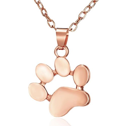 Collier En Alliage Couleur Argent Or Rose, 1 Pièce, Pendentif Empreinte De Patte D'animal, Chien Chat, Bijoux À La Mode Pour Femmes