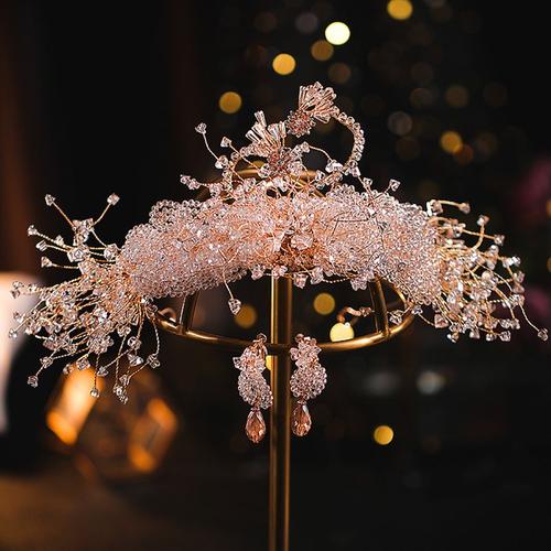 Ensemble De Boucles D'oreilles, Bandeau De Luxe, Couronne De Cygne En Cristal, Fait À La Main, Pour Mariage, Cadeau De Demoiselle D'honneur