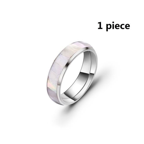 Bagues De Couple En Acier Inoxydable Pour Femmes Et Hommes, Coquille Opale, Couleur Argent, C¿Ur, Bague Simple, Bijoux Pour Fête De Mariage, Anniversaire
