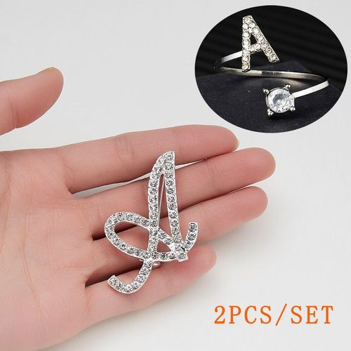 Broche En Strass A-Z Lettres Initiales Pour Femmes, Sac De Vêtements, Bijoux Couleur Argent, Épingles De Revers Alphabet