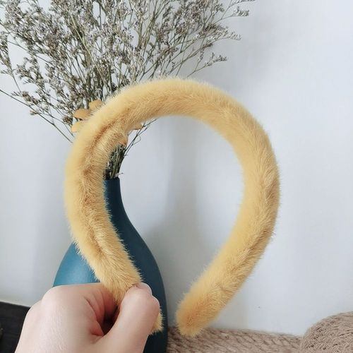 Bandeau En Fausse Fourrure De Lapin En Peluche Pour Femme Et Fille, Accessoire Doux Pour La Tête, Couleur Bonbon, Automne Et Hiver