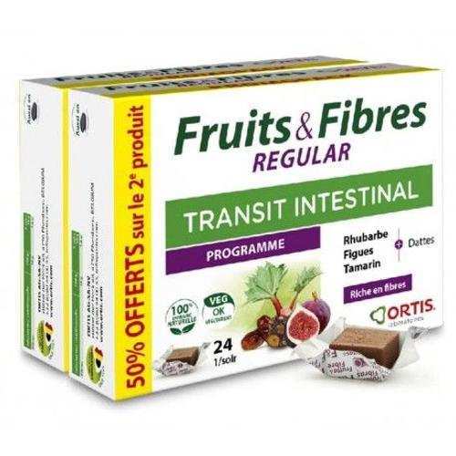 Ortis Fruits & Fibres Regular Transit Intestinal Programme Lot De 2x24 Cubes 