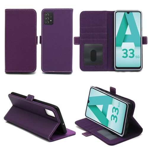 Samsung Galaxy A33 5g Etui Protection Portefeuille Violet À Rabat Avec Porte Cartes - Housse Samsung Galaxy A33 5g Folio Violette Coque Silicone Antichoc Smartphone 2022 - Accessoires Pochette Case