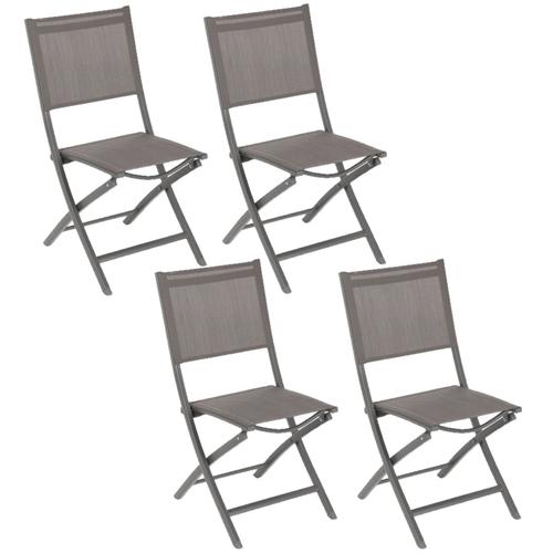 Lot De 4 Chaises De Jardin Pliante Essentia - Gris Wengé Et Marron Tonka