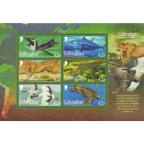 Gibraltar Timbres Espèces Menacées 2013