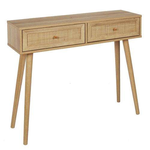 Console Bali À 2 Tiroirs Effet Cannage - Beige