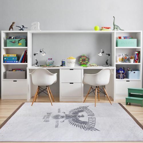 Tapis Enfant 120x170 Rectangle Tissé Gris Et Marron Tatenmil