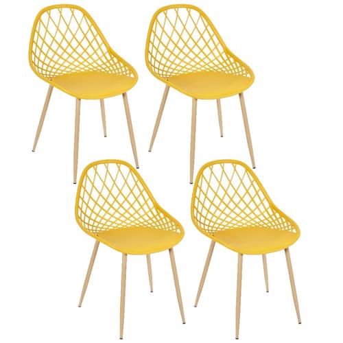 Lot De 4 Chaises D'extérieur Malaga En Polypropylène - Jaune