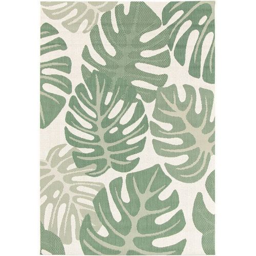 Tapis D'extérieur Ou De Salon - Green Tropical - Vert Et Écru Decoweb.Com - 120 X 170 Cm