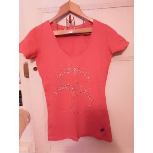 Tee-Shirt Rose Motif Argenté 36 S Le Temps Des Cerises,