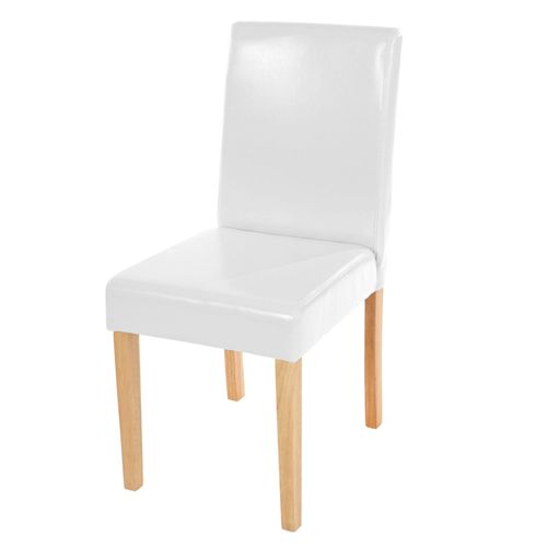 Chaise De Salle À Manger Cuisine En Synthétique Blanc Pieds En Bois Clair Design Moderne 04_0002338