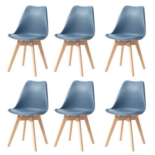 Lot De 6 Chaises - Scandinaves - Chaises De Salle À Manger - Pieds En Bois