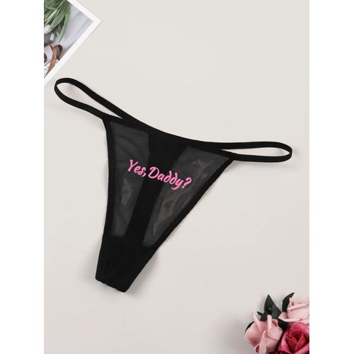 Varsbaby-String Transparent Pour Femme,Culotte En Maille,Sous-Vêtement Sexy,Lingerie - Type Black-S