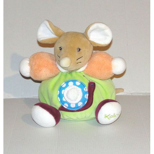 Doudou Souris Boule Kaloo Motif Escargot - Peluche Souris 20 Cm