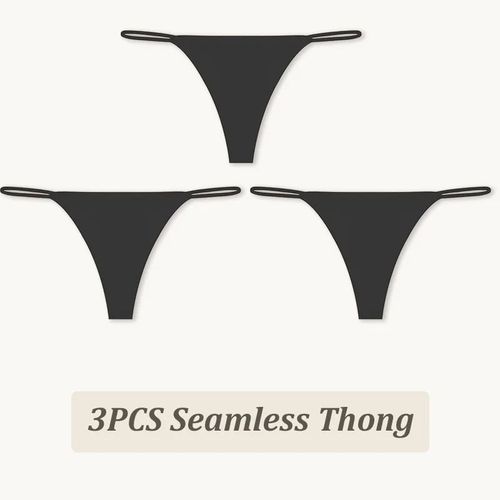 String Taille Basse Sans Couture Pour Femme,Culotte Haute Flexibilité,Sangle Fine,Sous-Vêtement Sexy,Slip Femme,Dos En T,Confortable,3 Pièces - Type [Set1]-3pcs-M