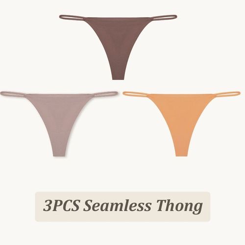 String Taille Basse Sans Couture Pour Femme,Culotte Haute Flexibilité,Sangle Fine,Sous-Vêtement Sexy,Slip Femme,Dos En T,Confortable,3 Pièces - Type [Set15]-3pcs-M