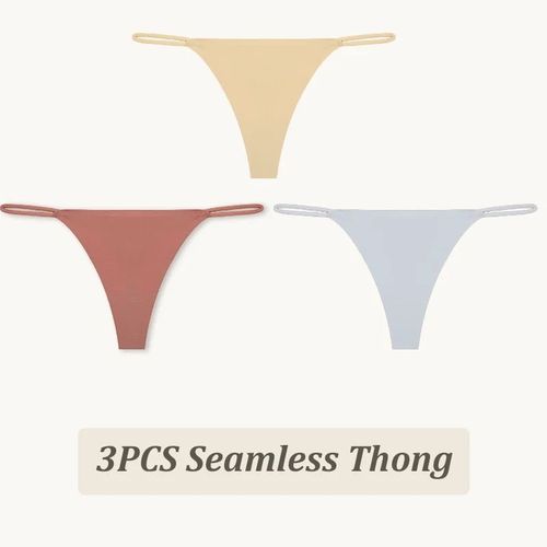 String Taille Basse Sans Couture Pour Femme,Culotte Haute Flexibilité,Sangle Fine,Sous-Vêtement Sexy,Slip Femme,Dos En T,Confortable,3 Pièces - Type [Set19]-3pcs-Xs
