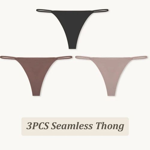 String Taille Basse Sans Couture Pour Femme,Culotte Haute Flexibilité,Sangle Fine,Sous-Vêtement Sexy,Slip Femme,Dos En T,Confortable,3 Pièces - Type [Set2]-3pcs-M