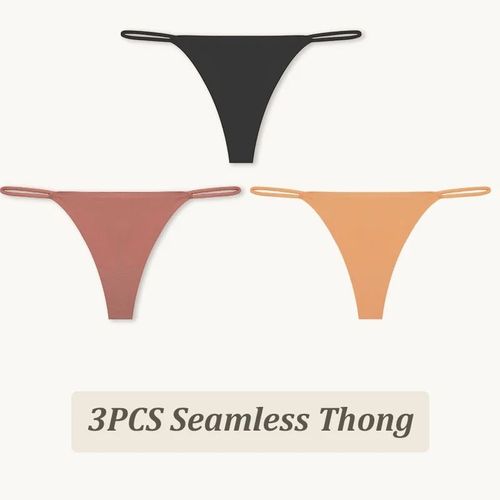 String Taille Basse Sans Couture Pour Femme,Culotte Haute Flexibilité,Sangle Fine,Sous-Vêtement Sexy,Slip Femme,Dos En T,Confortable,3 Pièces - Type [Set9]-3pcs-M