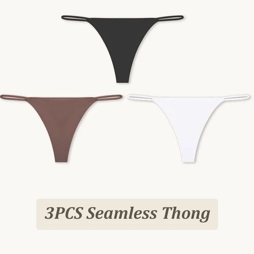 String Taille Basse Sans Couture Pour Femme,Culotte Haute Flexibilité,Sangle Fine,Sous-Vêtement Sexy,Slip Femme,Dos En T,Confortable,3 Pièces - Type [Set6]-3pcs-S