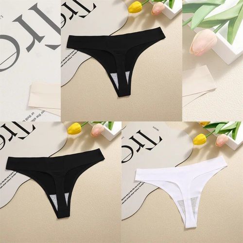 Finetoo-Strings Sans Couture Pour Femmes,Culottes Sexy,Sous-Vêtements Injsatin,G-String,Taille Basse,Caleçon Invisible,T-Back,Chaud,3 Pièces - Type [Set 10]-3pcs-S