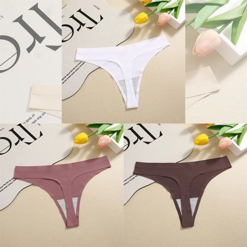 Finetoo-Strings Sans Couture Pour Femmes,Culottes Sexy,Sous-Vêtements Injsatin,G-String,Taille Basse,Caleçon Invisible,T-Back,Chaud,3 Pièces - Type [Set 13]-3pcs-L