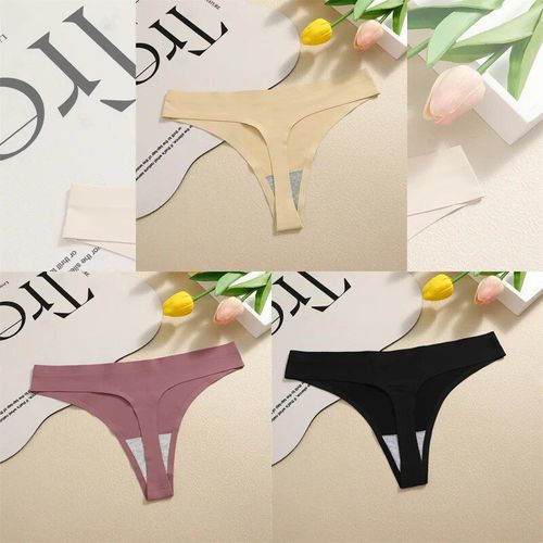 Finetoo-Strings Sans Couture Pour Femmes,Culottes Sexy,Sous-Vêtements Injsatin,G-String,Taille Basse,Caleçon Invisible,T-Back,Chaud,3 Pièces - Type [Set 15]-3pcs-S