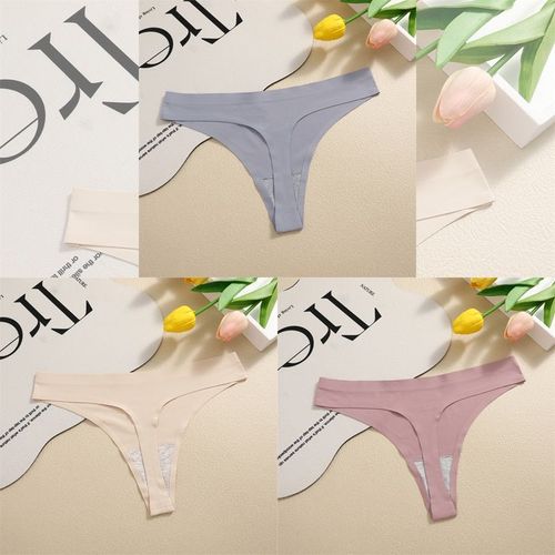 Finetoo-Strings Sans Couture Pour Femmes,Culottes Sexy,Sous-Vêtements Injsatin,G-String,Taille Basse,Caleçon Invisible,T-Back,Chaud,3 Pièces - Type [Set 14]-3pcs-S
