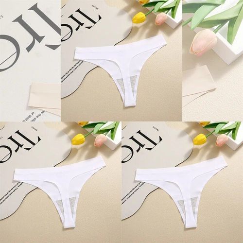 Finetoo-Strings Sans Couture Pour Femmes,Culottes Sexy,Sous-Vêtements Injsatin,G-String,Taille Basse,Caleçon Invisible,T-Back,Chaud,3 Pièces - Type [Set 2]-3pcs-L
