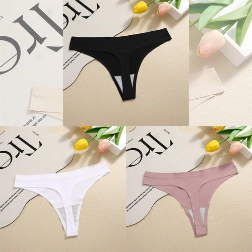 Finetoo-Strings Sans Couture Pour Femmes,Culottes Sexy,Sous-Vêtements Injsatin,G-String,Taille Basse,Caleçon Invisible,T-Back,Chaud,3 Pièces - Type [Set 6]-3pcs-M