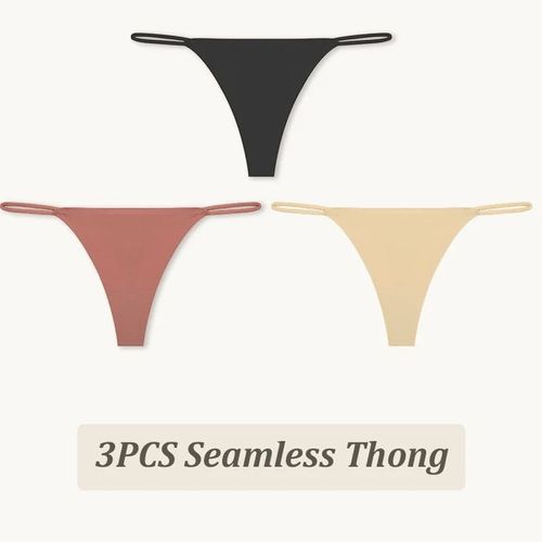 String Taille Basse Sans Couture Pour Femme,Culotte Haute Flexibilité,Sangle Fine,Sous-Vêtement Sexy,Slip Femme,Dos En T,Confortable,3 Pièces - Type [Set8]-3pcs-M