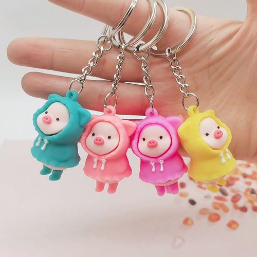 Porte-clés de poupée cochon imperméable en PVC souple, mignon, pendentif cochon de dessin animé, pour femmes et hommes, Couple, sac à dos, ornements suspendus