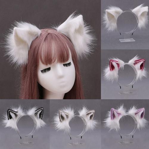 Bandeau En Fausse Fourrure Avec Oreilles De Renard, De Loup Et De Chat, Bande De Cheveux Réaliste, Fourrure Moelleuse, Costume De Cosplay Lolita Anime Mascarade