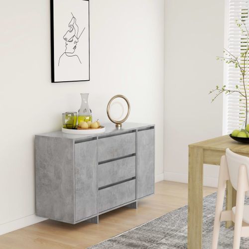 Vidaxl Buffet Avec 3 Tiroirs Gris Béton 120x41x75 Cm Aggloméré