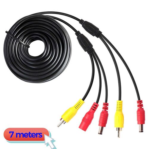 câble de 7m - Câble vidéo RCA pour caméra de recul et moniteur DC2.1 câble'extension vidéo allume cigare de voiture 2 en 1 câble'alimentation vidéo RCA