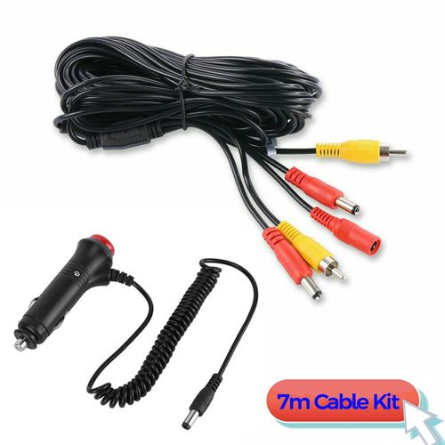 câble de 7 m - Câble vidéo RCA pour caméra de recul et moniteur DC2.1 câble'extension vidéo allume cigare de voiture 2 en 1 câble'alimentation vidéo RCA