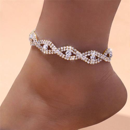 bracelets de cheville pour femmes, couleur argent/or, yeux Marquise, Micro pavé, CZ brillant, pieds nus, sandales, bijoux de cheville