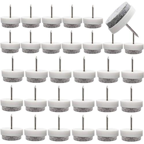 50PCS Clous Patins de Meuble Plastique Patins à Vis en Feutre Durable Patins Feutre pour Chaises Table Meubles(24mm)