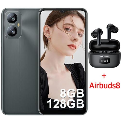 Blackview A52 Pro Téléphone portable 4G 6,517" 8Go+128Go 5180mAh 13MP Android 13 Noir avec Airbuds 8
