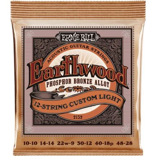 Ernie Ball 2152 - Jeu 12 Cordes Acoustiques Phosphore Bronze Custom Light - 10-48