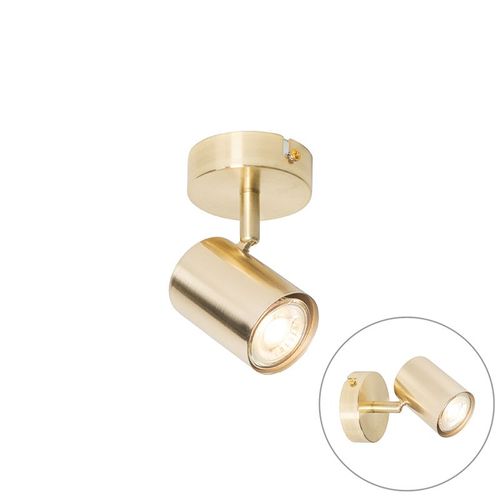 Qazqa Moderne Plafonnier Spot Moderne Laiton Réglable - Jeana Acier Doré/Laiton Rond / Luminaire / Lumiere / Éclairage / Intérieur / Salon / Cuisine Gu10 Max. 1 X 35 Watt