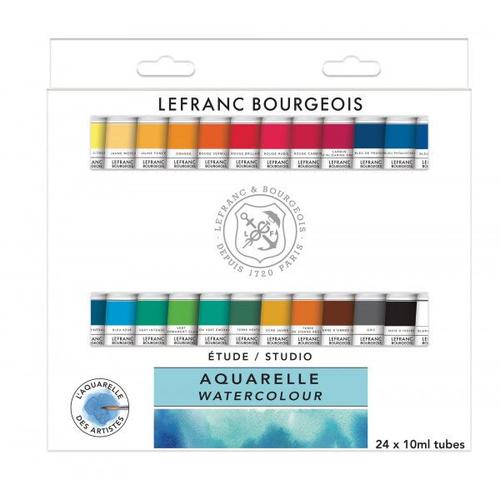 24 Tubes De Peinture Aquarelle - Etude Studio - Lefranc Bourgeois - 10ml