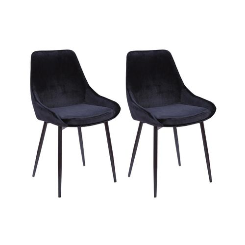 Lot De 2 Chaises - Velours Et Métal Noir - Noir - Masurie