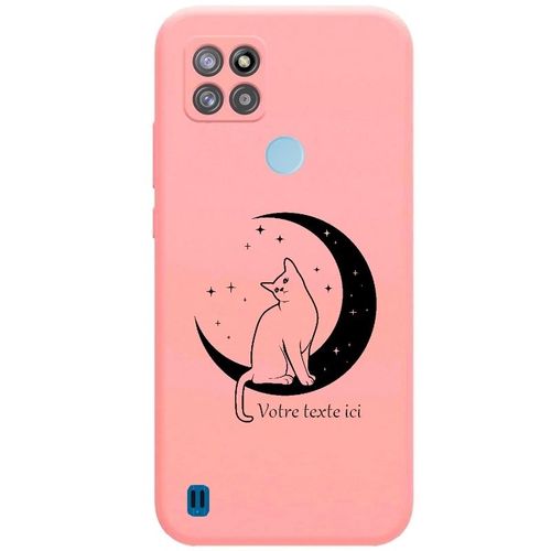 Coque Rose Realme C21y C25y Chat Lune