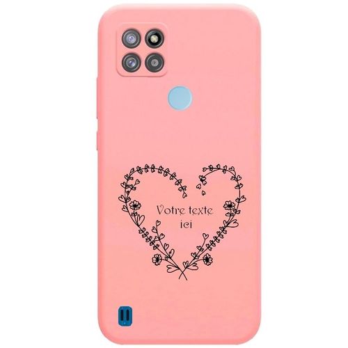 Coque Rose Realme C21y C25y Coeur Fleur