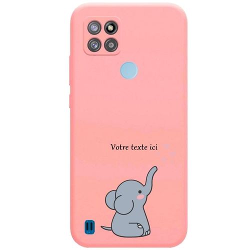 Coque Rose Realme C21y C25y Elephant Et Coeur
