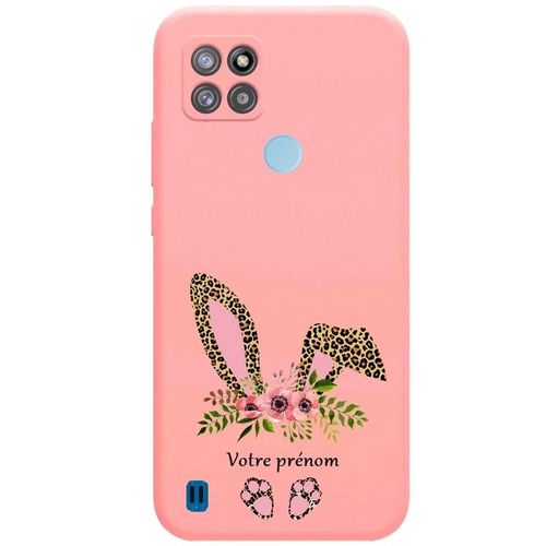 Coque Rose Realme C21y C25y Lapin Eyes Leopard