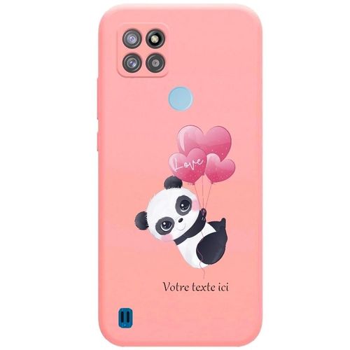 Coque Rose Realme C21y C25y Panda Coeur Kawaii Personnalisee